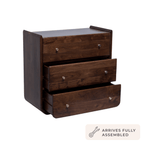 Dusklia - Cleo Acacia Wood 3 Drawer Chest - Walnut
