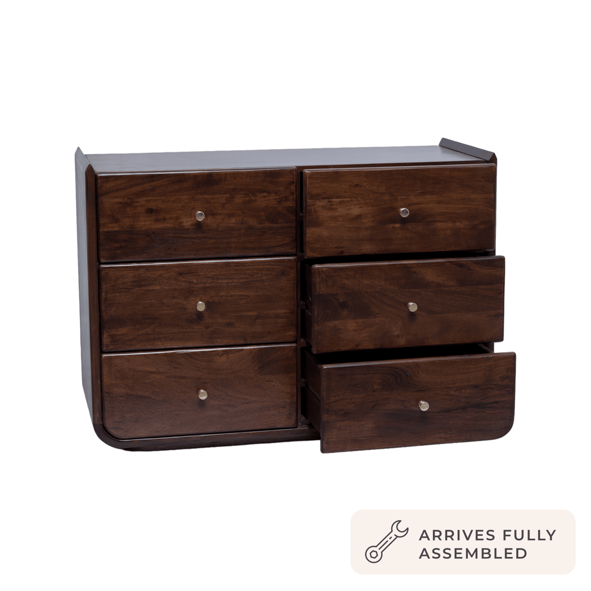 Dusklia - Cleo Acacia Wood 6 Drawer Chest - Walnut