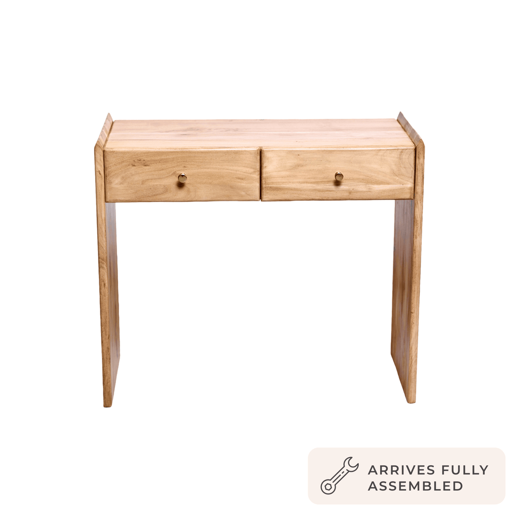 Dusklia - Cleo Acacia Wood Dressing Table Console - Light Wood