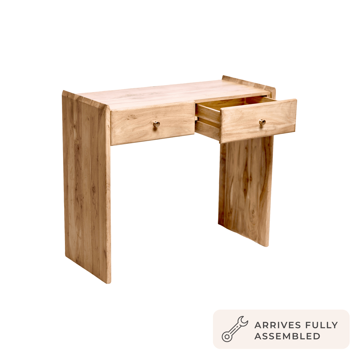 Dusklia - Cleo Acacia Wood Dressing Table Console - Light Wood