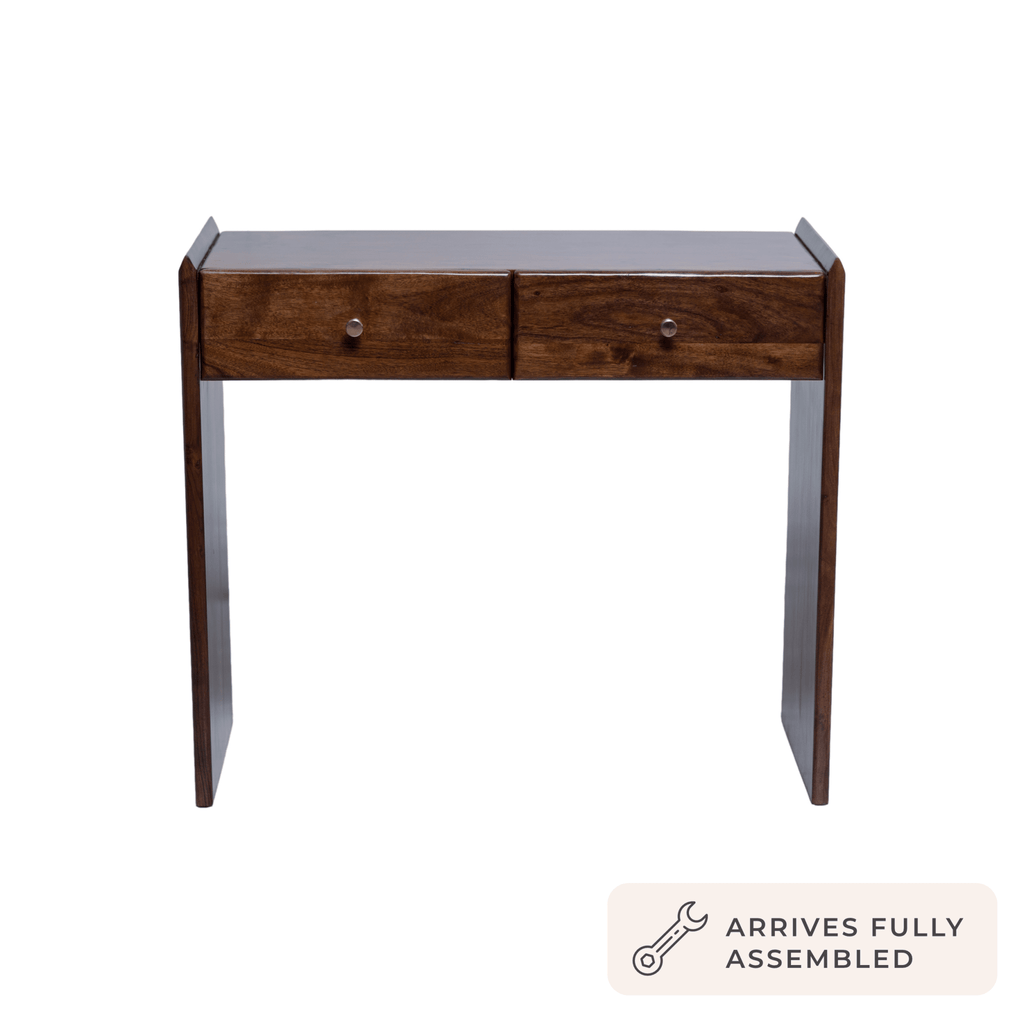 Dusklia - Cleo Acacia Wood Dressing Table Console - Walnut