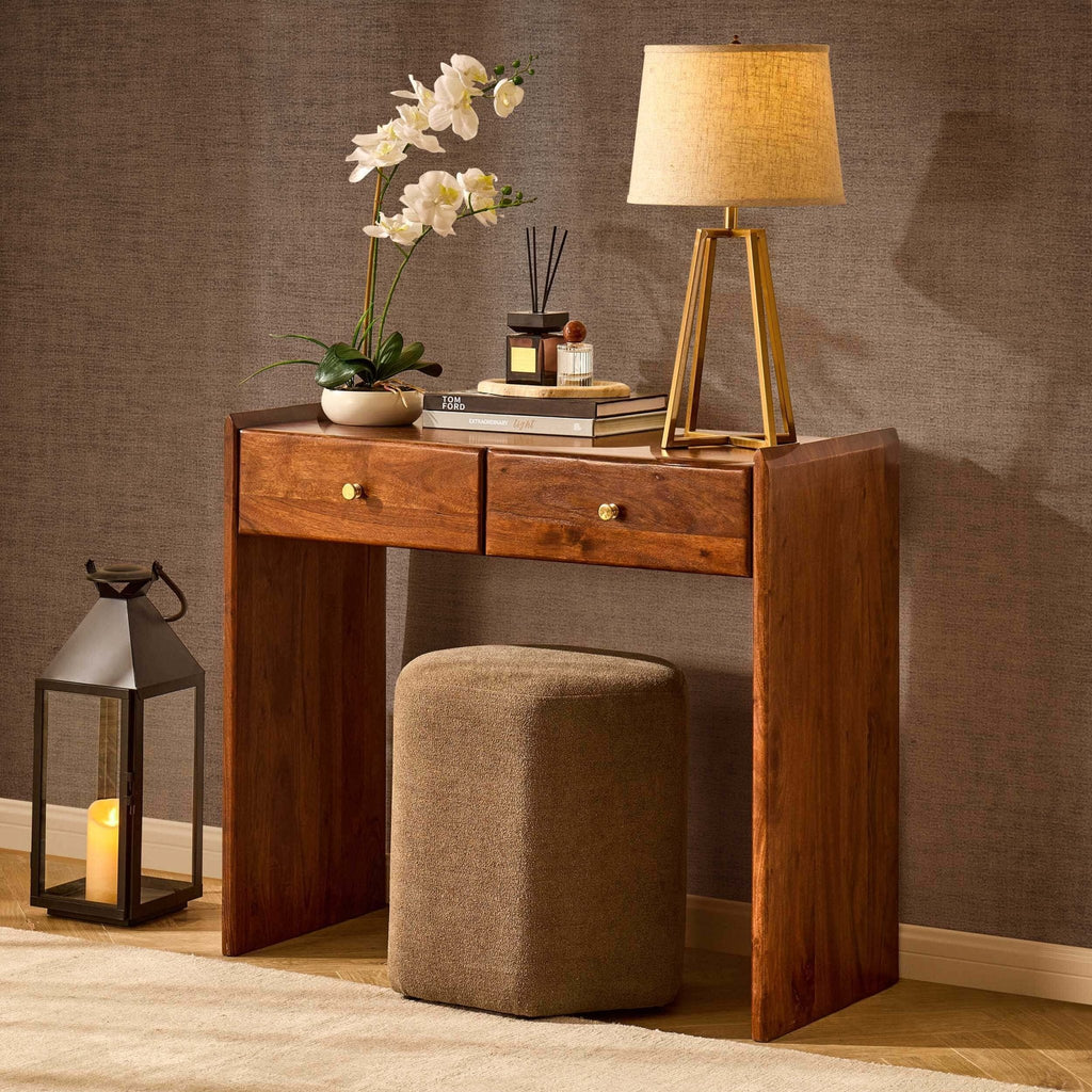 Dusklia - Cleo Acacia Wood Dressing Table Console - Walnut