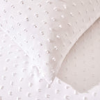 Dusklia - Clipped Jacquard Dobby 100% Cotton Duvet Cover & Pillowcase Set - White