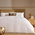 Dusklia - Clipped Jacquard Dobby 100% Cotton Duvet Cover & Pillowcase Set - White