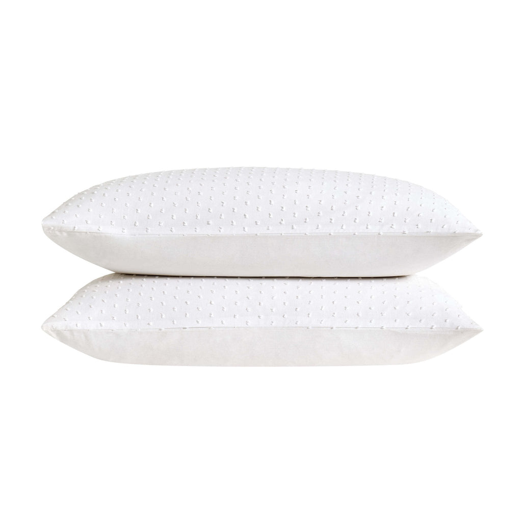 Dusklia - Clipped Jacquard Dobby 100% Cotton Duvet Cover & Pillowcase Set - White