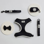 Dusklia - Dog Harness, Lead, Collar Set - Size Small - Black/White