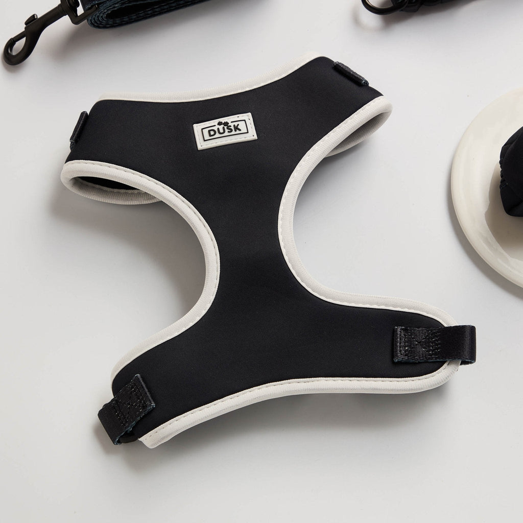 Dusklia - Dog Harness, Lead, Collar Set - Size Small - Black/White