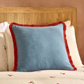 Dusklia - Contrast Edge Tufted Cushion Cover - Blue/ Red
