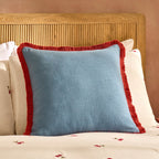 Dusklia - Contrast Edge Tufted Cushion Cover - Blue/ Red