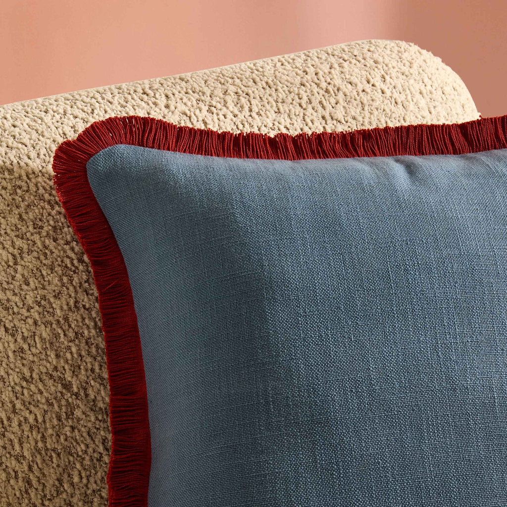 Dusklia - Contrast Edge Tufted Sofa Cushion Cover - Blue/Red