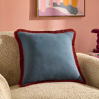 Dusklia - Contrast Edge Tufted Sofa Cushion Cover - Blue/Red