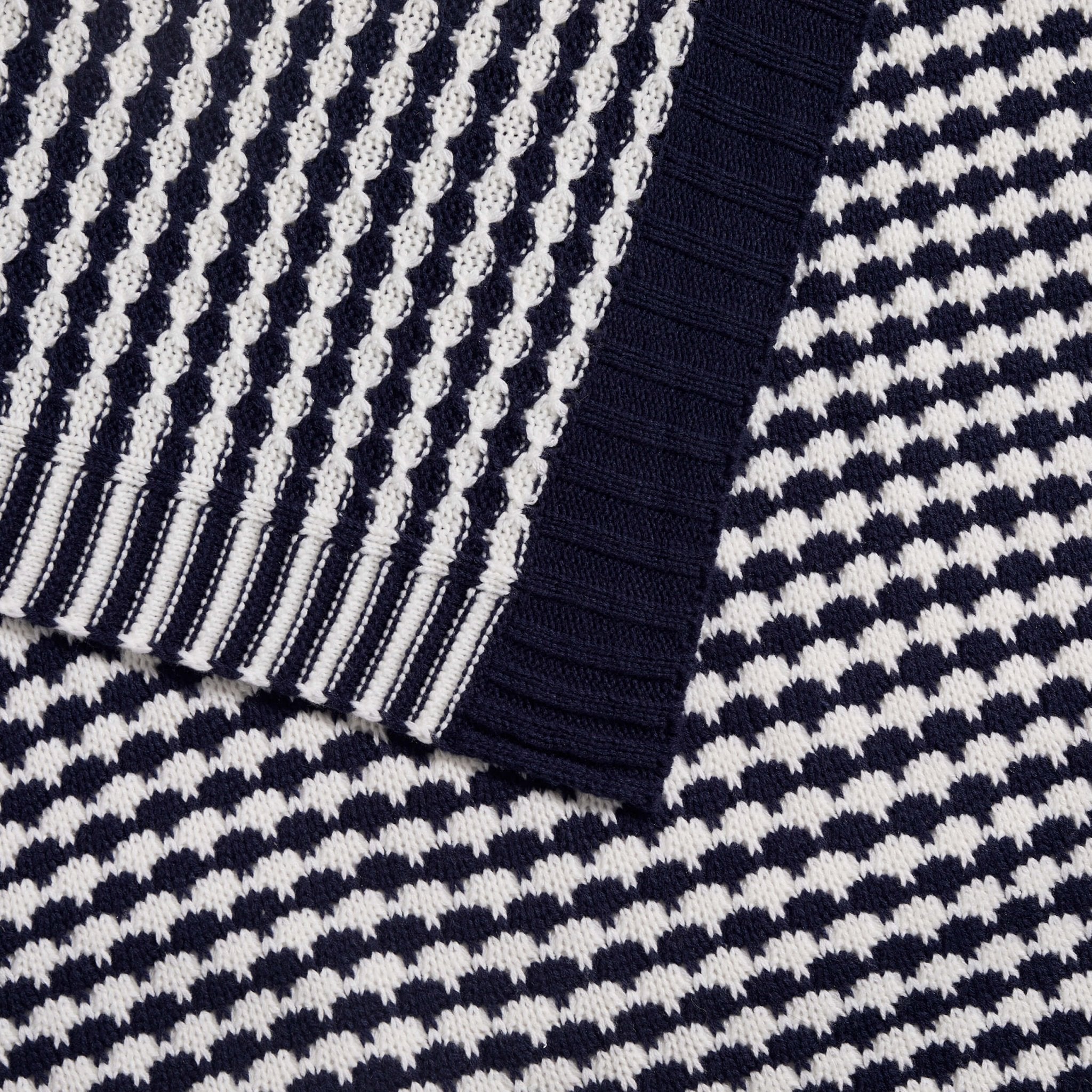 Dusklia - Contrast Pattern Knit Sofa Throw - Midnight