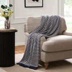 Dusklia - Contrast Pattern Knit Sofa Throw - Midnight