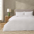 Dusklia - Cooling Cotton 180 Thread Count Duvet Cover, Pillowcase & Fitted Sheet Set - White
