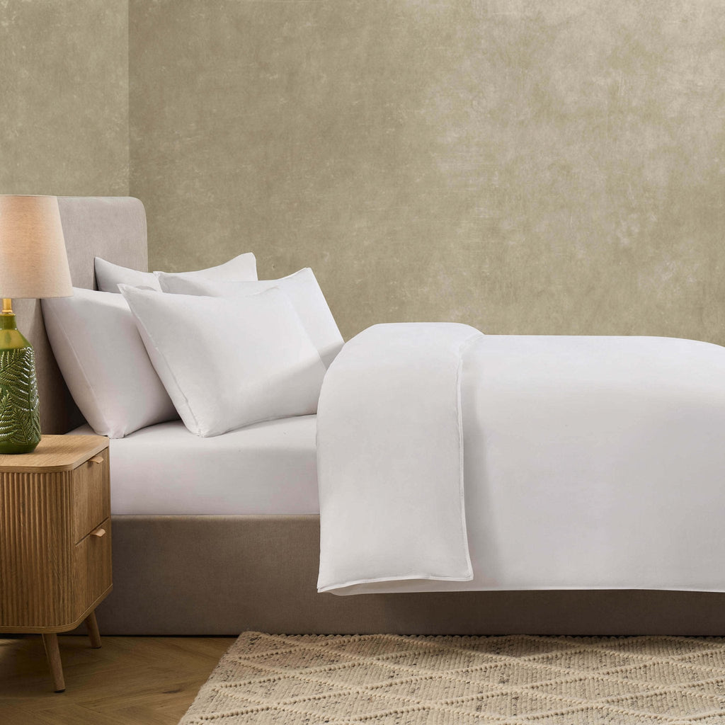 Dusklia - Cooling Cotton 180 Thread Count Duvet Cover, Pillowcase & Fitted Sheet Set - White