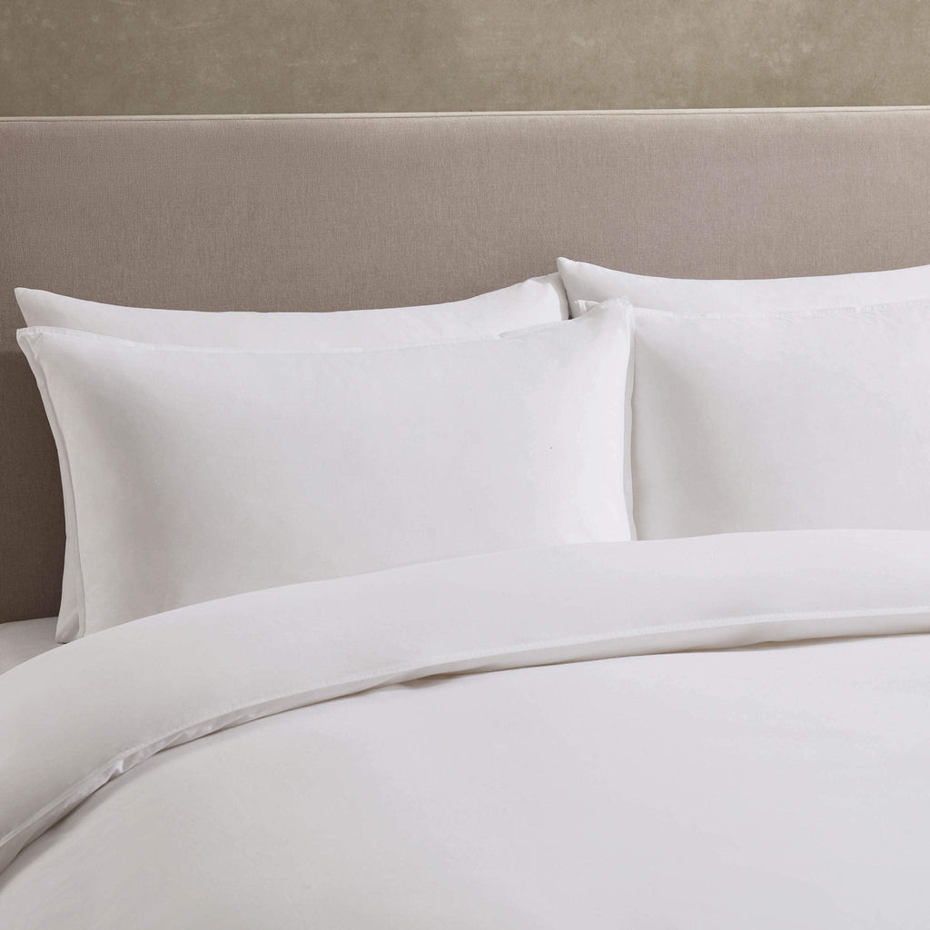 Dusklia - Cooling Cotton 180 Thread Count Duvet Cover, Pillowcase & Fitted Sheet Set - White