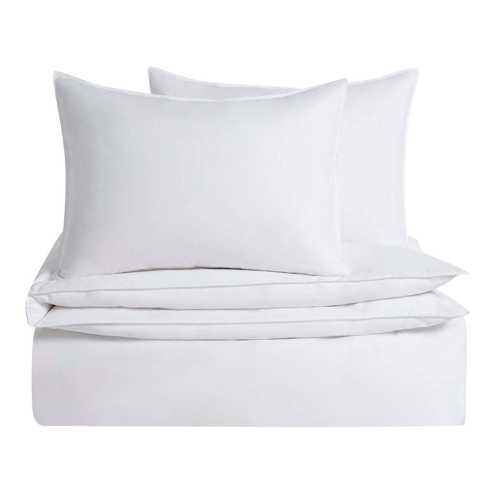 Dusklia - Cooling Cotton 180 Thread Count Duvet Cover, Pillowcase & Fitted Sheet Set - White