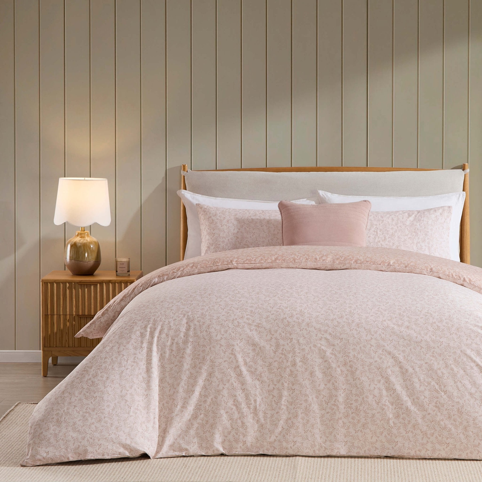 Dusklia - Corinne 100% Cotton Reversible Duvet Cover & Pillowcase Set - Natural