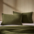 Dusklia - Cosy Brushed Cotton Duvet Cover & Pillowcase Set - Forest Green