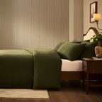Dusklia - Cosy Brushed Cotton Duvet Cover & Pillowcase Set - Forest Green