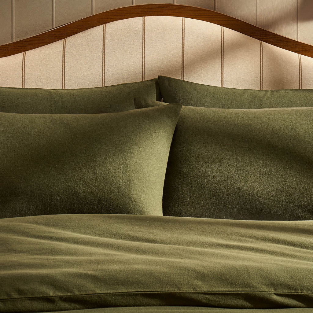 Dusklia - Cosy Brushed Cotton Duvet Cover & Pillowcase Set - Forest Green
