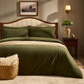 Dusklia - Cosy Brushed Cotton Duvet Cover & Pillowcase Set - Forest Green