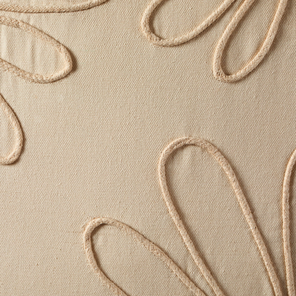 Dusklia - Cotton Embroidered Flower Cushion Cover - Natural