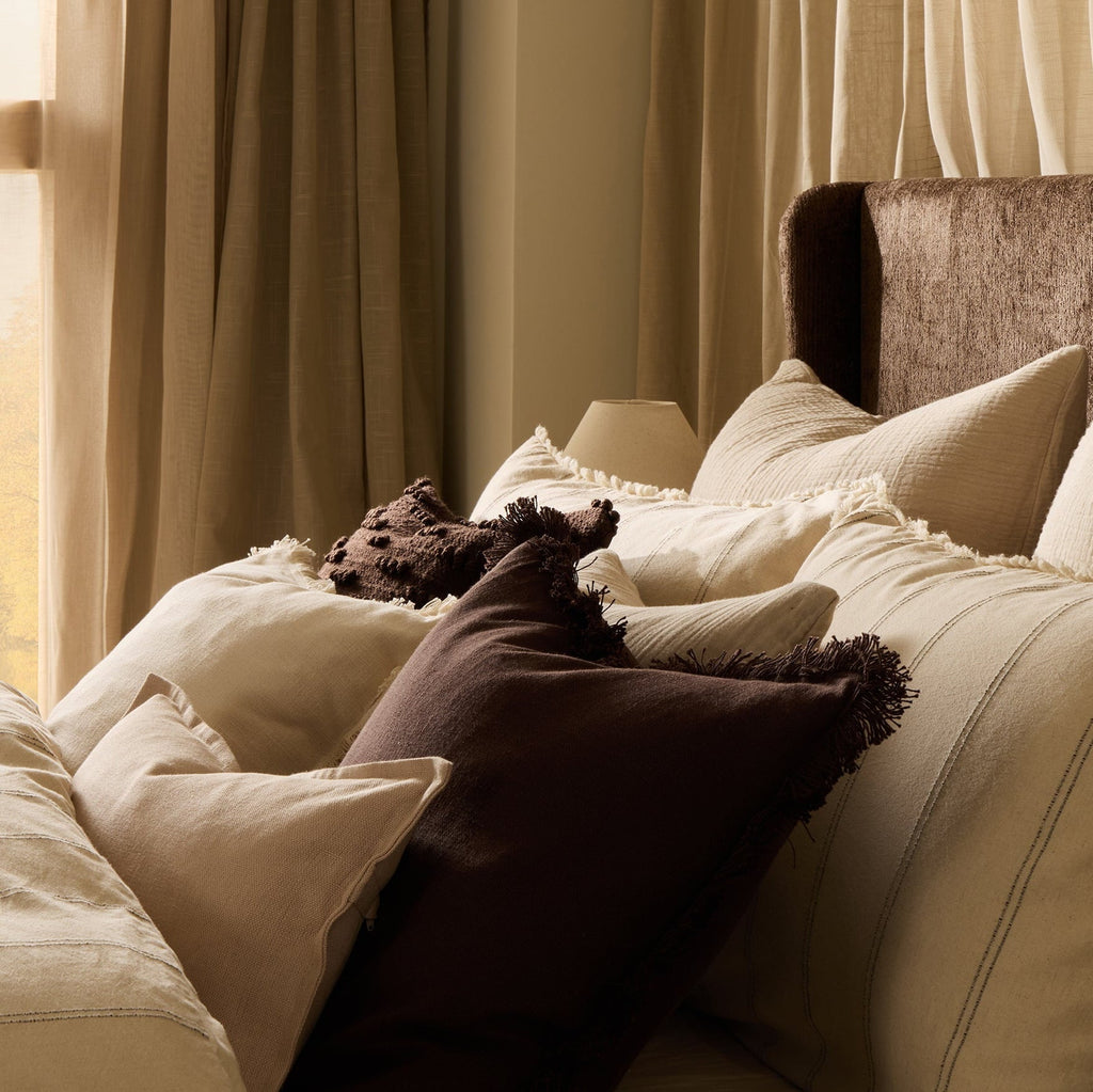 Dusklia - Cotton Fringed Edge Cushion Cover - Chocolate