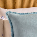 Dusklia - Cotton Fringed Edge Cushion Cover - Sky Blue