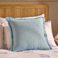 Dusklia - Cotton Fringed Edge Cushion Cover - Sky Blue