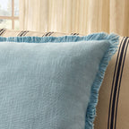 Dusklia - Cotton Fringed Edge Sofa Cushion Cover - Sky Blue