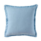 Dusklia - Cotton Fringed Edge Cushion Cover - Sky Blue