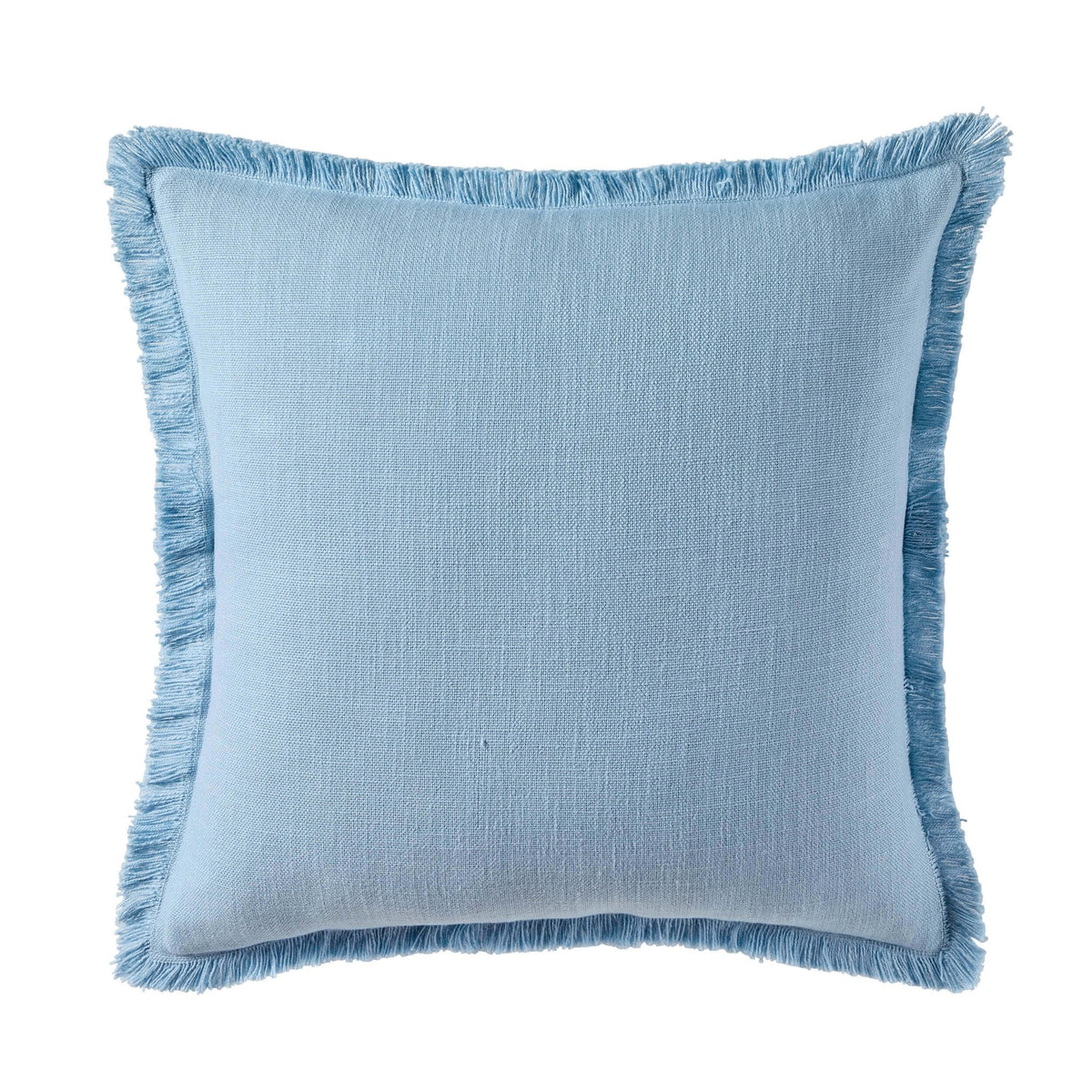 Dusklia - Cotton Fringed Edge Cushion Cover - Sky Blue