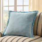 Dusklia - Cotton Fringed Edge Sofa Cushion Cover - Sky Blue