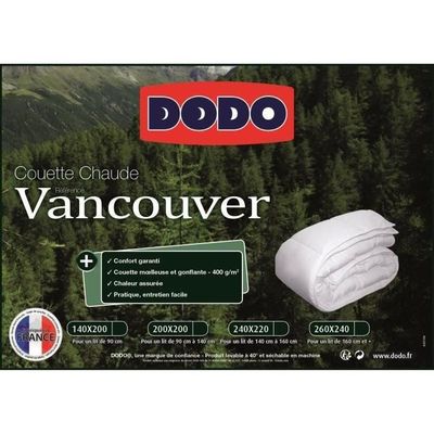 Couette Tempérée 250 gr/m² - DODO - L'Authentique -  240 x 260 cm - Blanc