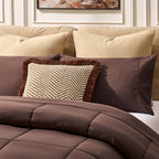 Dusklia - Machine Washable Coverless Duvet & Pillowcase Set - Brown