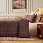 Dusklia - Machine Washable Coverless Duvet & Pillowcase Set - Brown