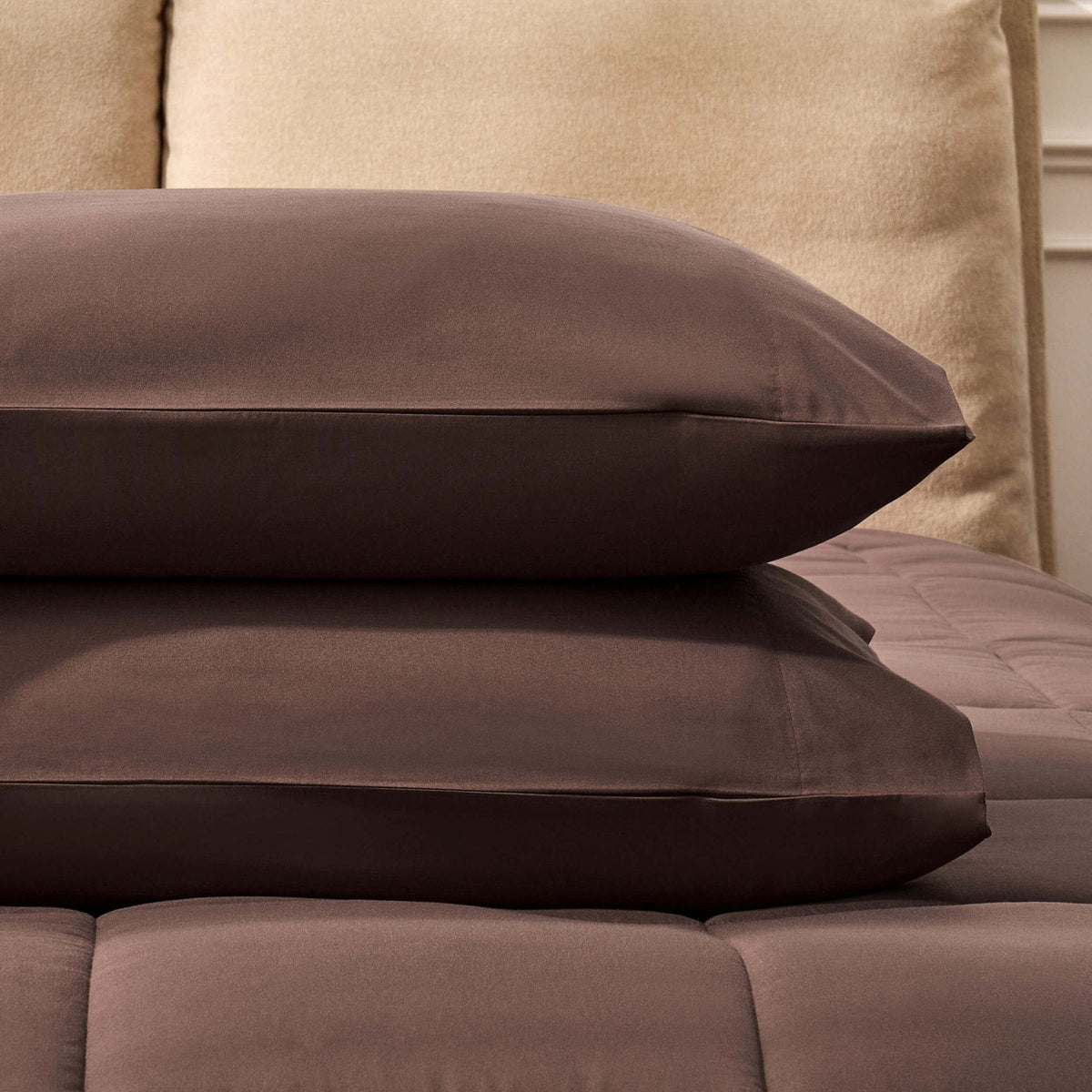 Dusklia - Machine Washable Coverless Duvet & Pillowcase Set - Brown