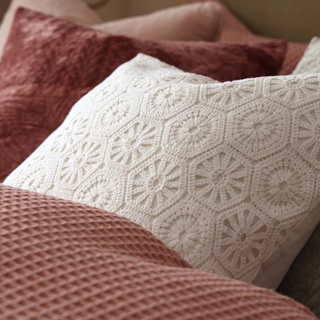 Dusklia - Crochet Knit Cushion Cover - Off White