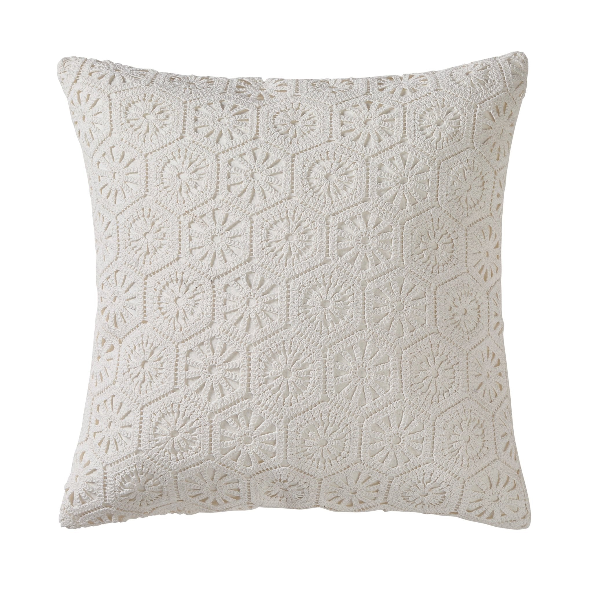 Dusklia - Crochet Knit Cushion Cover - Off White