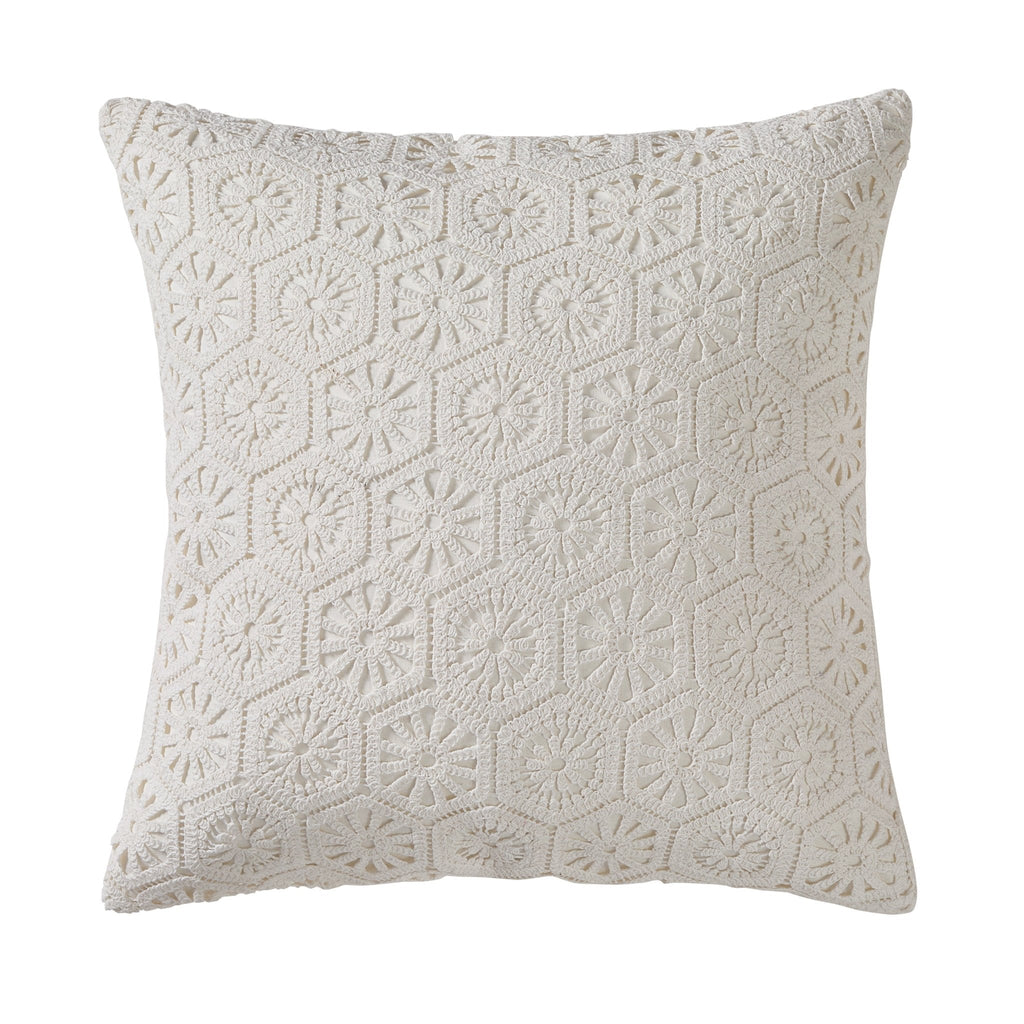 Dusklia - Crochet Knit Sofa Cushion Cover - Off White