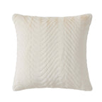 Dusklia - Curved Pattern Ribbed Faux Fur Cushion Cover - Cream