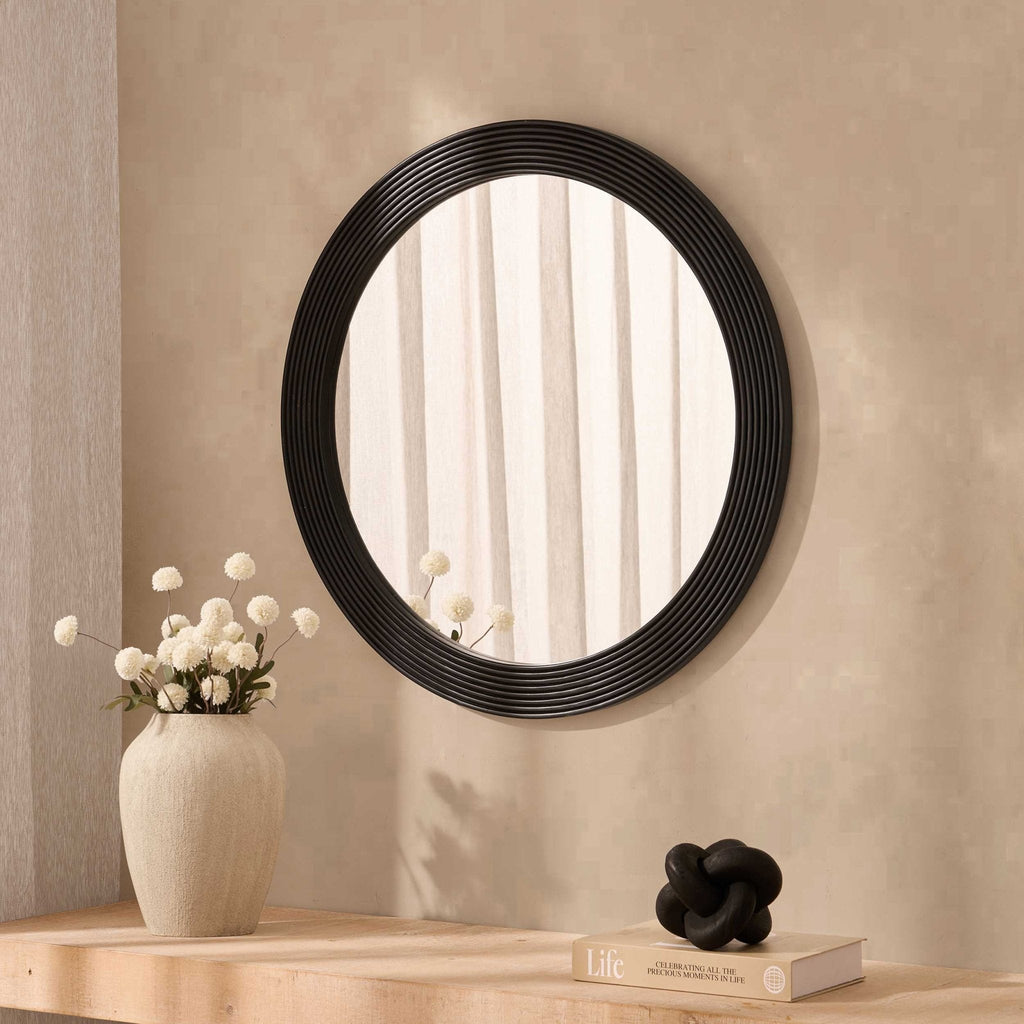 Dusklia - Cyrus Circle Wood Mirror - Black