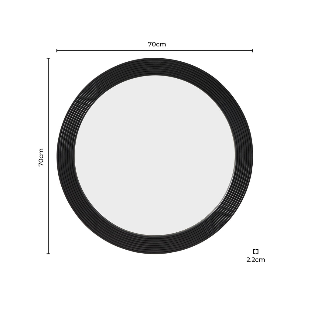Dusklia - Cyrus Circle Wood Mirror - Black