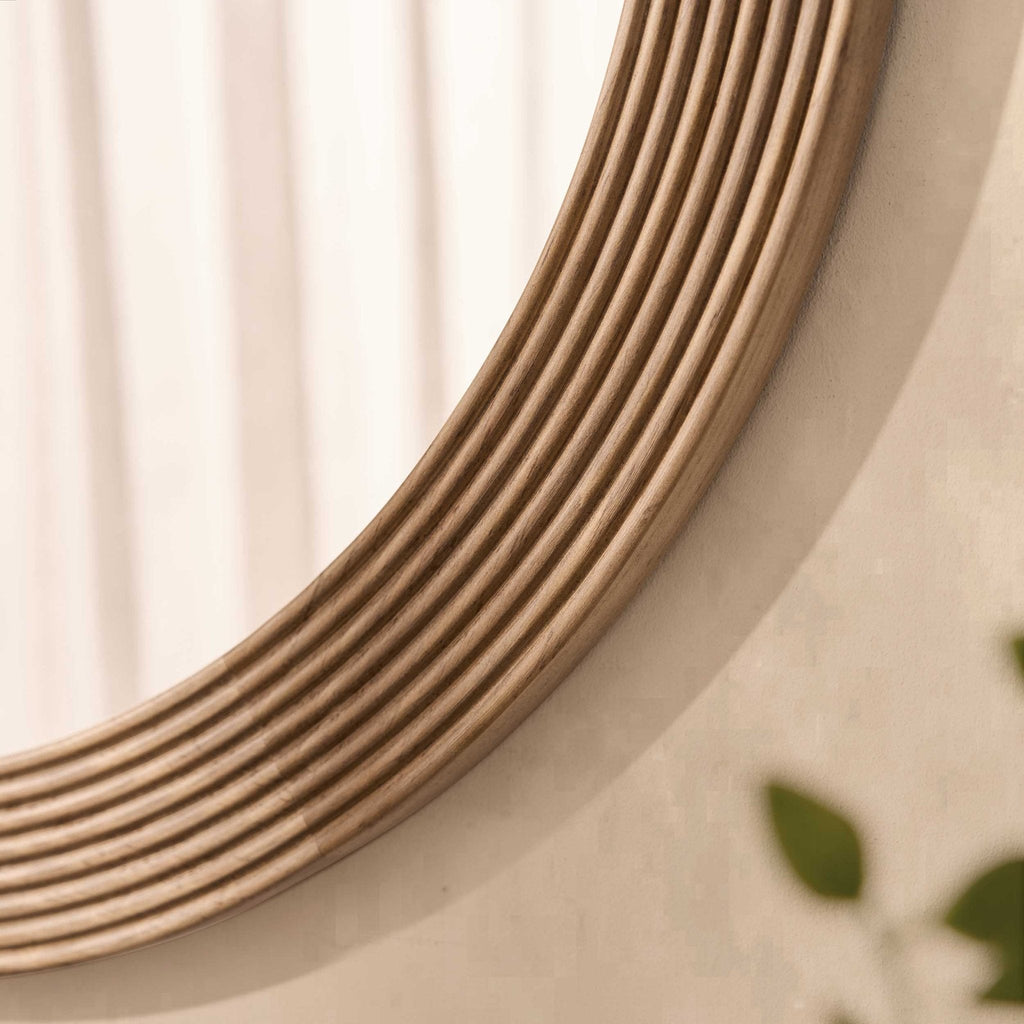 Dusklia - Cyrus Circle Wood Mirror - Light Wood