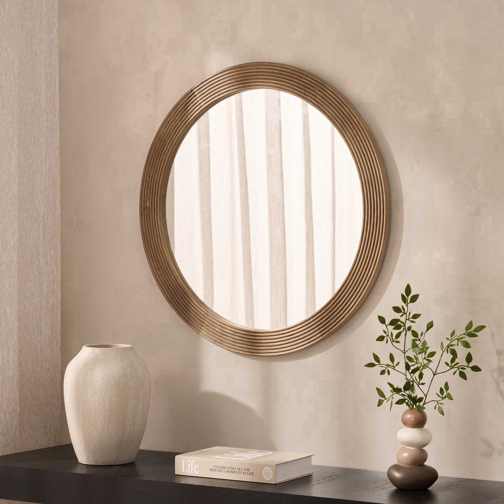 Dusklia - Cyrus Circle Wood Mirror - Light Wood