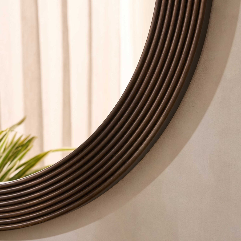 Dusklia - Cyrus Circle Wood Mirror - Walnut