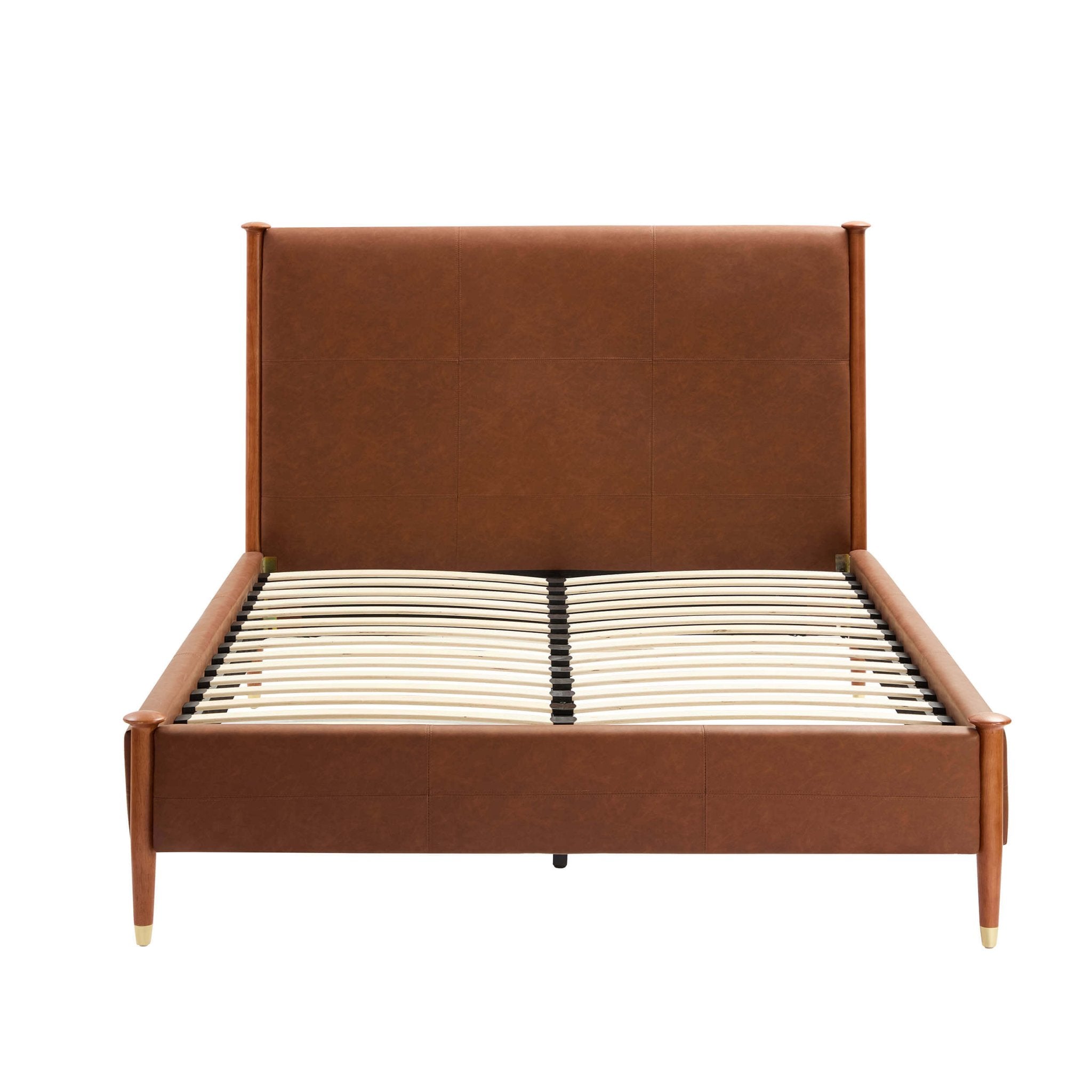 Dusklia - Dallas Bed Frame - Faux Leather Tan