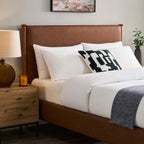 Dusklia - Dallas Bed Frame - Faux Leather Tan