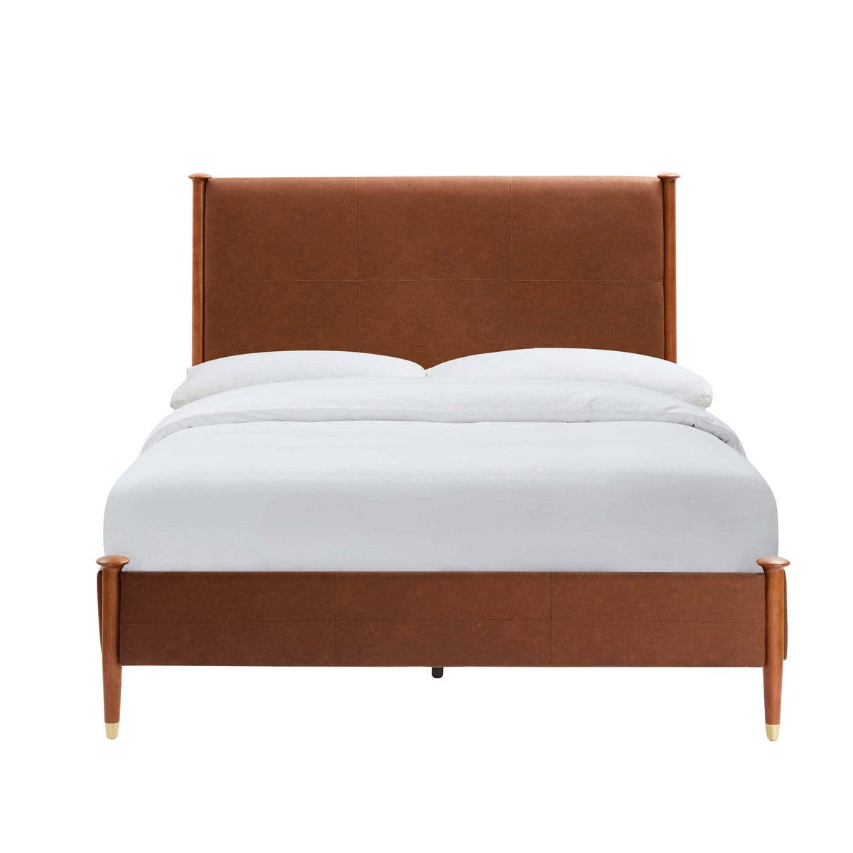 Dusklia - Dallas Bed Frame - Faux Leather Tan